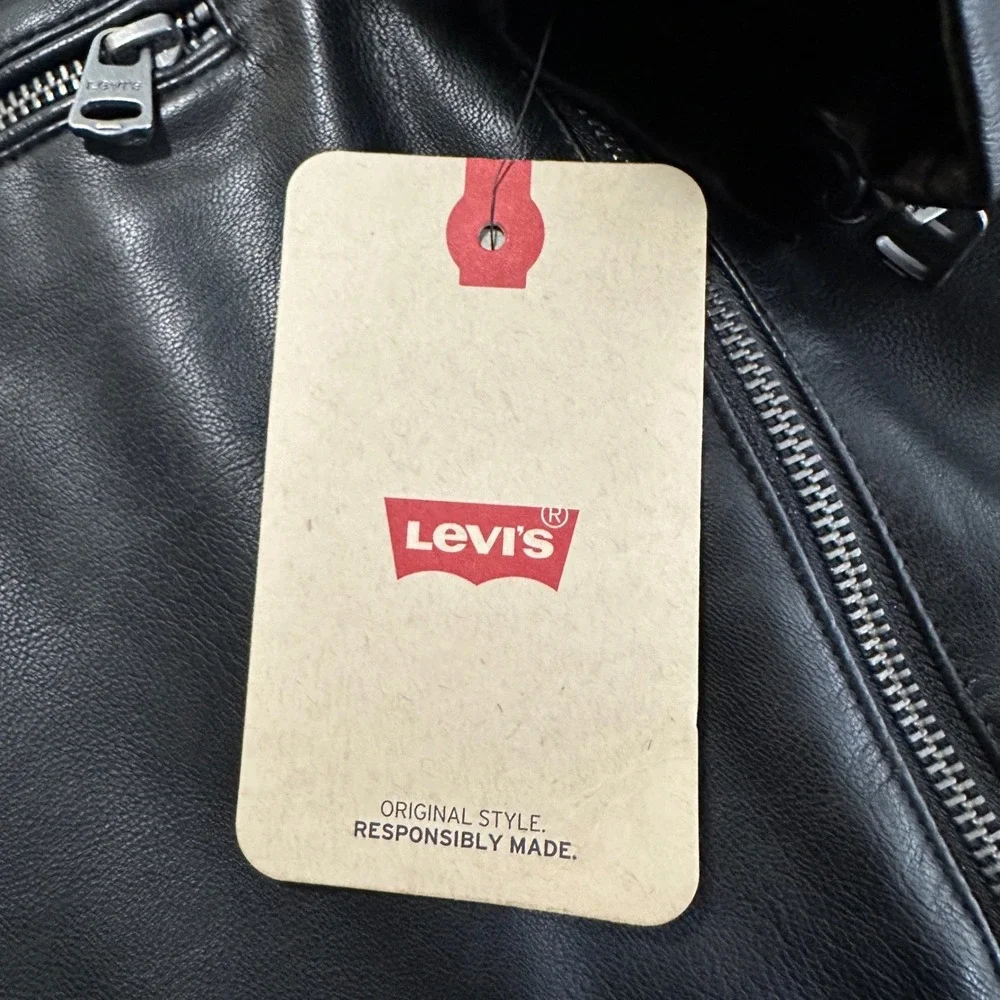 Levi's Men's XLT Racer Jacket Black Faux Leather Moto Bikercore Sreetwear NEW